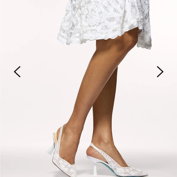 Betsey Johnson White Lace Slingback Heels - Picture 1 of 4